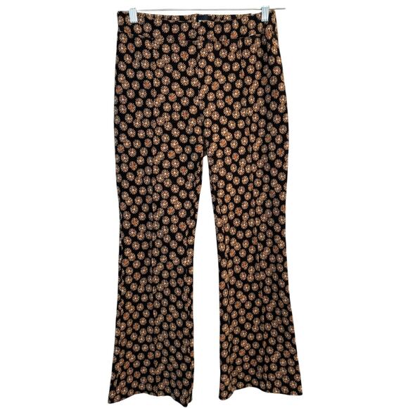 Maeve by Anthropologie Pants - Anthropologie Maeve Sabine Kick Flare Pant Daisy Floral Black Brown Orange Small